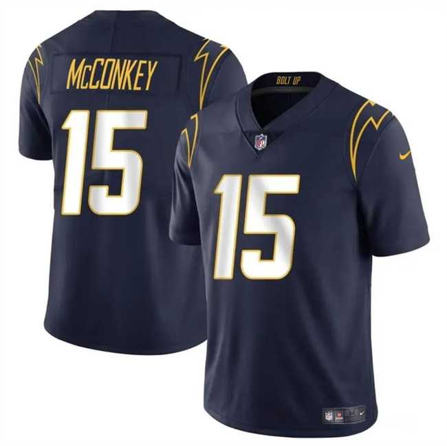 Men & Women & Youth Los Angeles Chargers #15 Ladd McConkey Navy 2024 Draft Vapor Limited Stitched Jersey